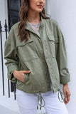 Drawstring Snap Down Dropped Shoulder Denim Jacket - Trendsi - Flyclothing LLC