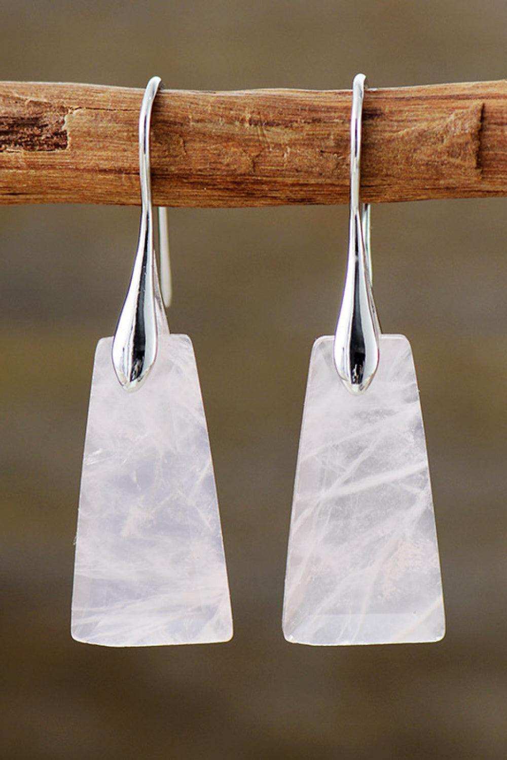 Handmade Geometrical Shape Natural Stone Dangle Earrings - Trendsi - Flyclothing LLC