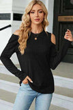 Round Neck Cold Shoulder T-Shirt - Trendsi - Flyclothing LLC