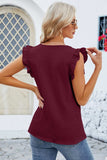 Ruffled V-Neck Cap Sleeve Blouse - Trendsi - Flyclothing LLC