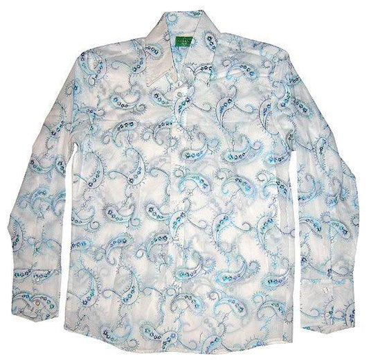 Couture Clothing Aqua Paisley Shirt - Flyclothing LLC