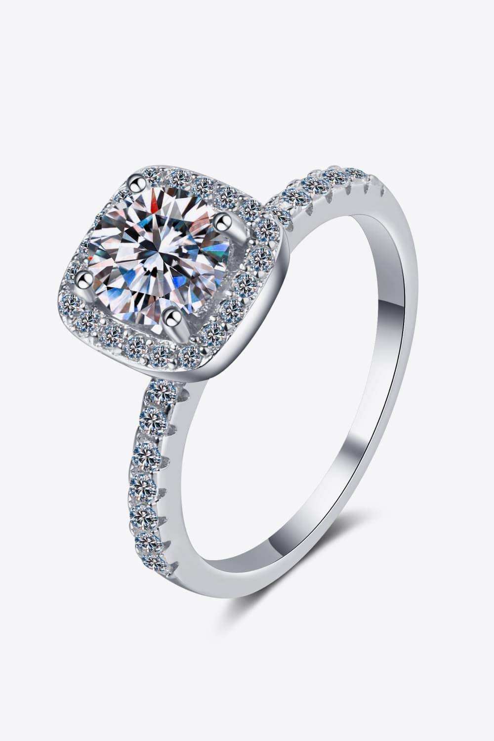 2 Carat Moissanite Square Halo Ring - Trendsi - Flyclothing LLC