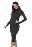 Ribbed Turtleneck Long Sleeve Dress - Trendsi - Flyclothing LLC