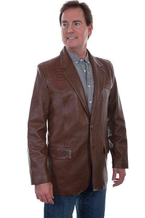 Scully TOBACCO CAIMAN INSET BLAZER - Scully Leather - Flyclothing LLC