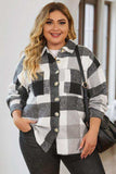 Plus Size Plaid Button Up Collared Neck Jacket - Trendsi - Flyclothing LLC