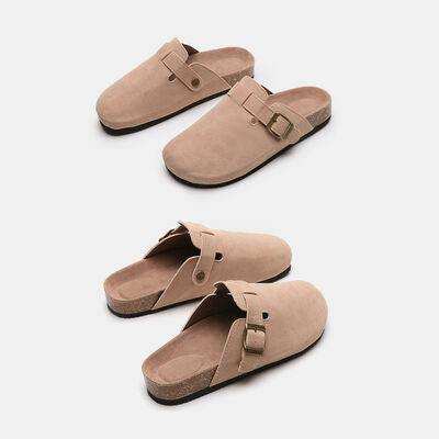 Suede Closed Toe Buckle Slide - Trendsi - Flyclothing LLC
