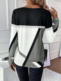 Contrast Round Neck Long Sleeve T-Shirt - Trendsi - Flyclothing LLC