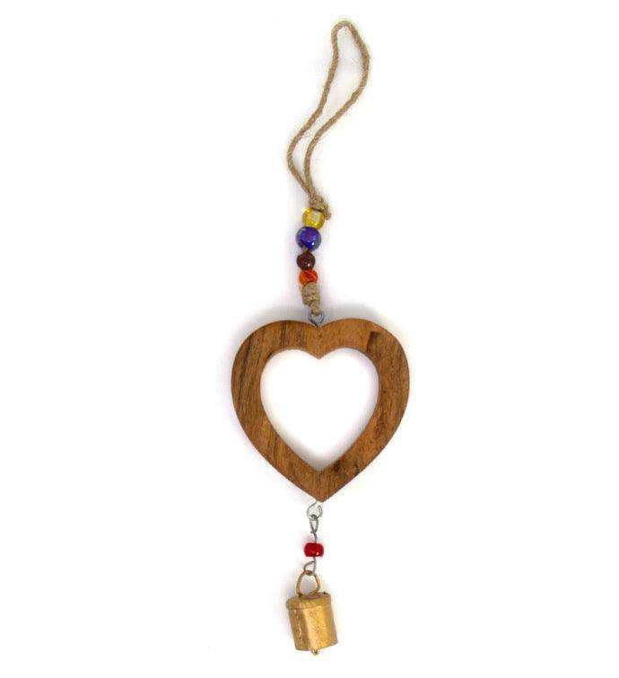Handcrafted Wood Heart Chime with Recycled Iron Bell - Asha Handicrafts - Flyclothing LLC