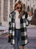 Plaid Collared Neck Coat with Pockets - Trendsi - Flyclothing LLC