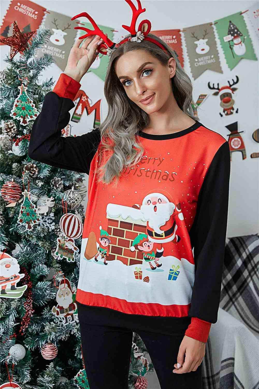 MERRY CHRISTMAS Long Sleeve Sweatshirt - Trendsi - Flyclothing LLC