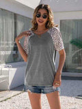 Leopard Round Neck Short Sleeve T-Shirt - Trendsi - Flyclothing LLC