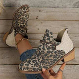 Contrast Canvas Low Heel Boots - Trendsi - Flyclothing LLC