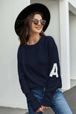 Round Neck Dropped Shoulder Sweater - Trendsi - Flyclothing LLC
