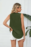 Contrast Trim Plunge Sleeveless Blouse - Trendsi - Flyclothing LLC