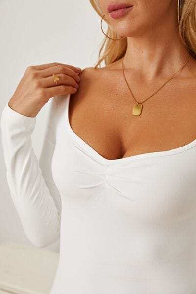 Ruched Long Sleeve T-Shirt - Trendsi - Flyclothing LLC