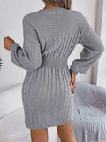 Cable-Knit Cutout Round Neck Slit Sweater - Trendsi - Flyclothing LLC