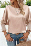 Round Neck Batwing Sleeve Blouse - Trendsi - Flyclothing LLC