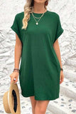 Pocketed Round Neck Short Sleeve Dress - Trendsi - Flyclothing LLC