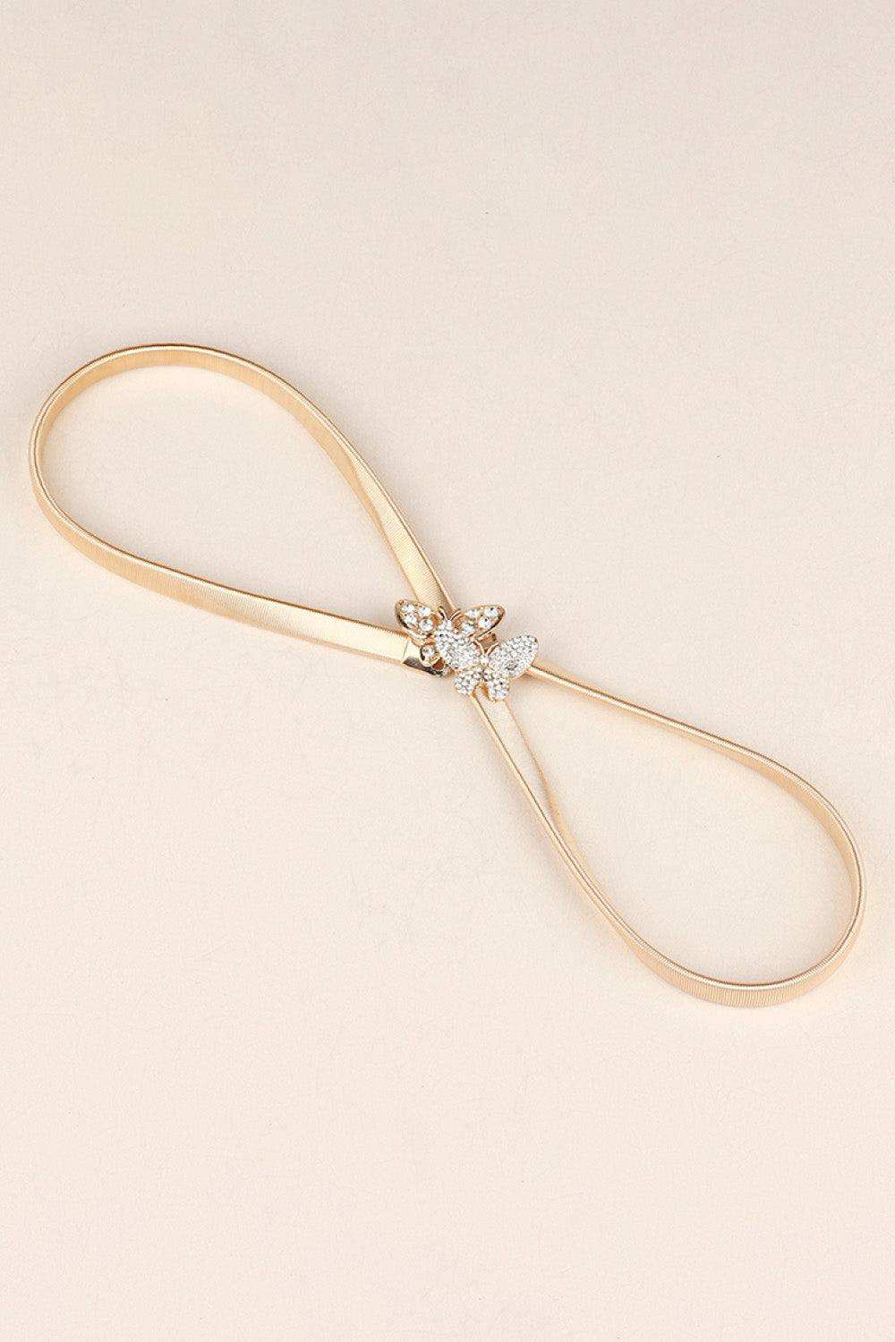 Rhinestone Butterfly Elastic Metal Belt - Trendsi - Flyclothing LLC