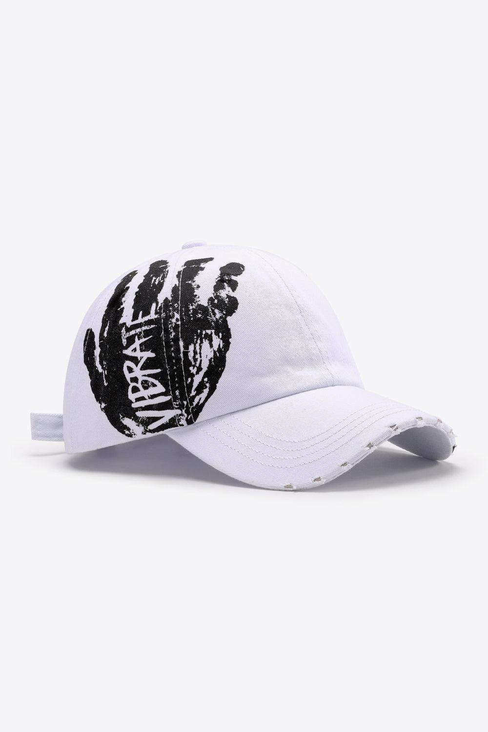 VIBRA Graphic Distressed Adjustable Baseball Cap - Trendsi - Flyclothing LLC