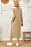 Pocketed Round Neck Long Sleeve Tee Dress - Trendsi - Flyclothing LLC