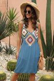 Openwork Sleeveless Embroidery Dress - Trendsi - Flyclothing LLC