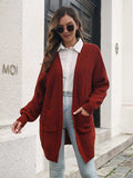 Open Front Rib-Knit Cardigan with Pockets - Trendsi - Flyclothing LLC