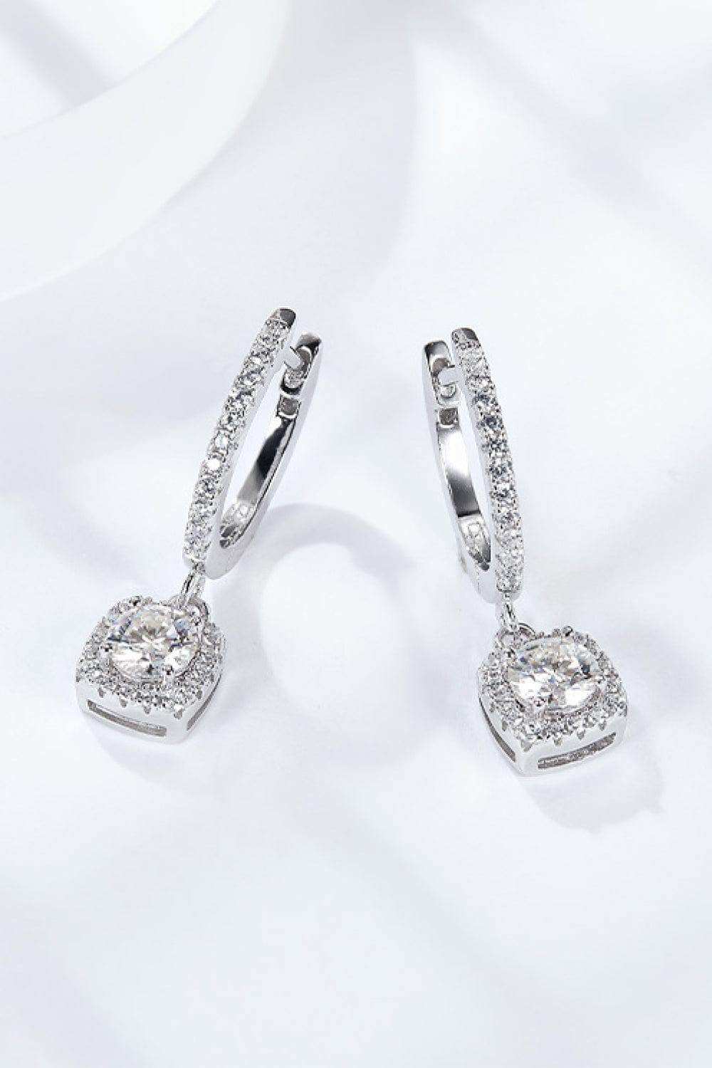 Moissanite Huggie Drop Earrings - Trendsi - Flyclothing LLC