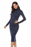 Ribbed Turtleneck Long Sleeve Dress - Trendsi - Flyclothing LLC