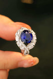 Platinum-Plated Lab-Grown Sapphire Ring - Trendsi - Flyclothing LLC