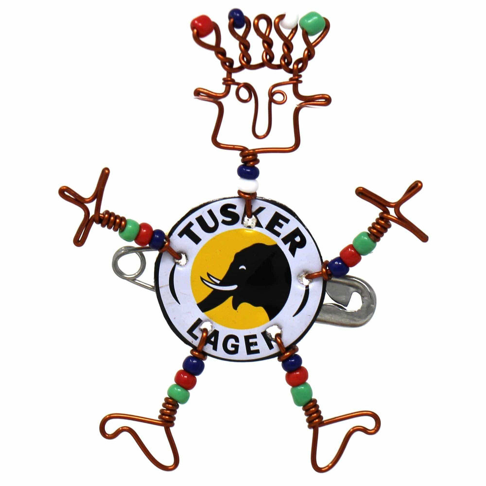 Dancing Girl Tusker Bottle Cap Pin with Beads - Creative Alternatives - Creative Alternatives - Flyclothing LLC