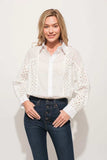 And The Why Eyelet Long Sleeve Button Down Shirt - Trendsi - Flyclothing LLC