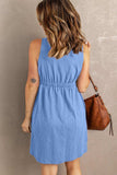 Sleeveless Button Down Mini Dress - Trendsi - Flyclothing LLC
