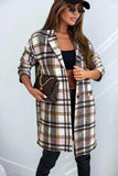 Plaid Longline Jacket with Pockets - Trendsi - Flyclothing LLC