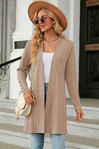 Open Front Long Sleeve Cardigan - Trendsi - Flyclothing LLC