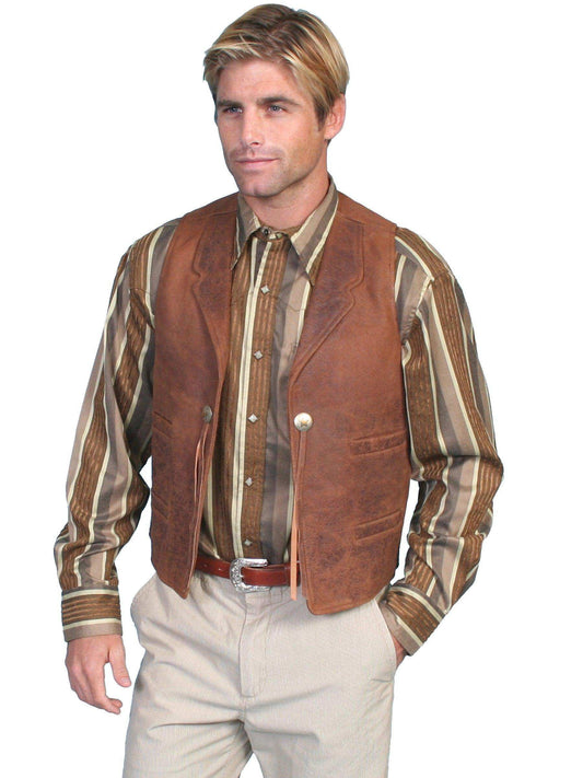 Scully BROWN LEATHER VEST - Scully Leather - Flyclothing LLC