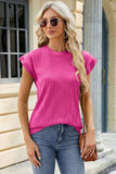 Round Neck Cap Sleeve T-Shirt - Trendsi - Flyclothing LLC
