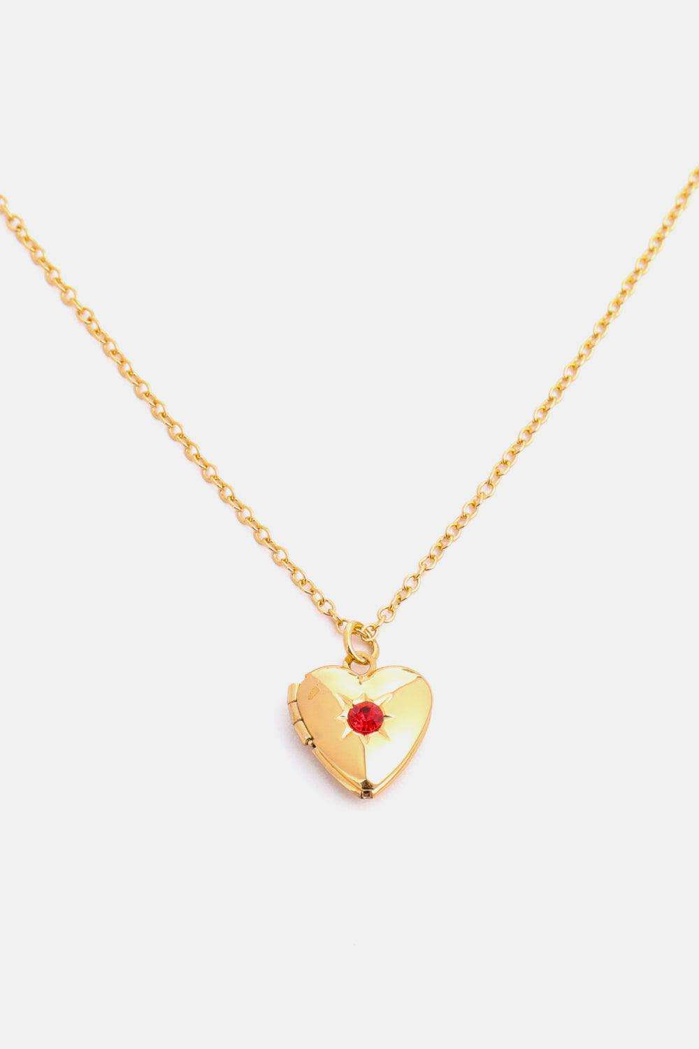 Zircon Heart Shape 14K Gold-Plated Pendant Necklace - Trendsi - Flyclothing LLC