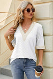 V-Neck Half Sleeve T-Shirt - Trendsi - Flyclothing LLC