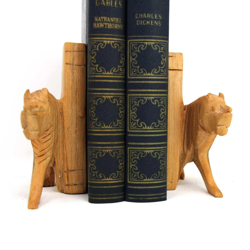 Carved Wood Lion Book Ends, Set of 2 - Jedando - Flyclothing LLC