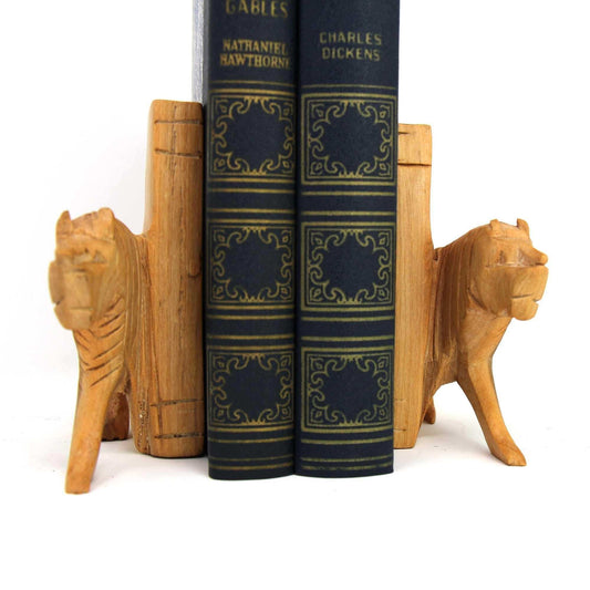 Carved Wood Lion Book Ends, Set of 2 - Jedando - Flyclothing LLC