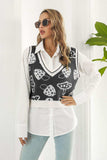Printed Plunge Neck Sweater Vest - Trendsi - Flyclothing LLC