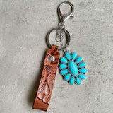 Turquoise Genuine Leather Key Chain - Trendsi - Flyclothing LLC