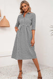 Plaid Collared Neck Midi Dress - Trendsi - Flyclothing LLC