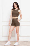 Round Neck Tank and Drawstring Shorts Set - Trendsi - Flyclothing LLC