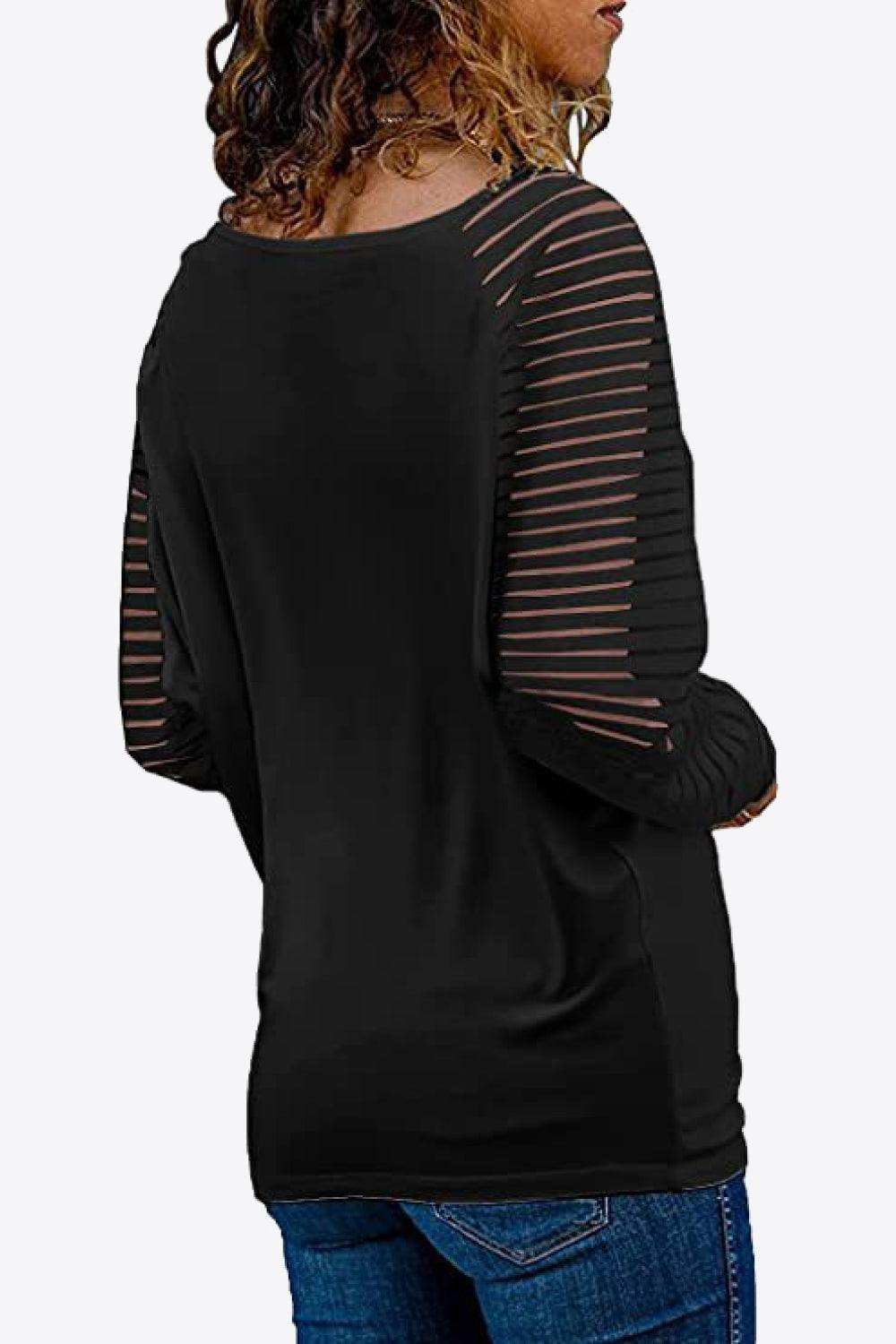 V-Neck Long Raglan Sleeve Top - Trendsi - Flyclothing LLC