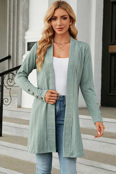 Open Front Long Sleeve Cardigan - Trendsi - Flyclothing LLC