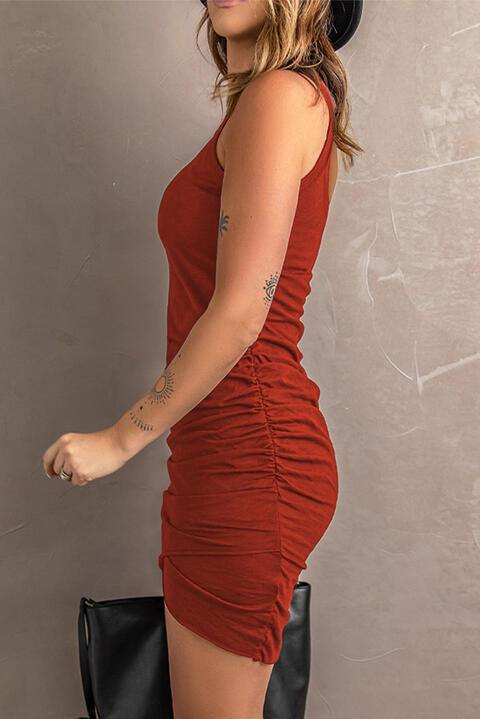 Spaghetti StrapRuched Mini Dress - Trendsi - Flyclothing LLC