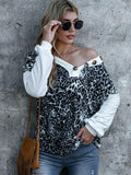 Leopard Decorative Button V-Neck Top - Trendsi - Flyclothing LLC