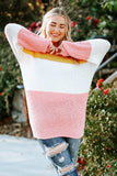 Plus Size Color Block Round Neck Sweater - Trendsi - Flyclothing LLC